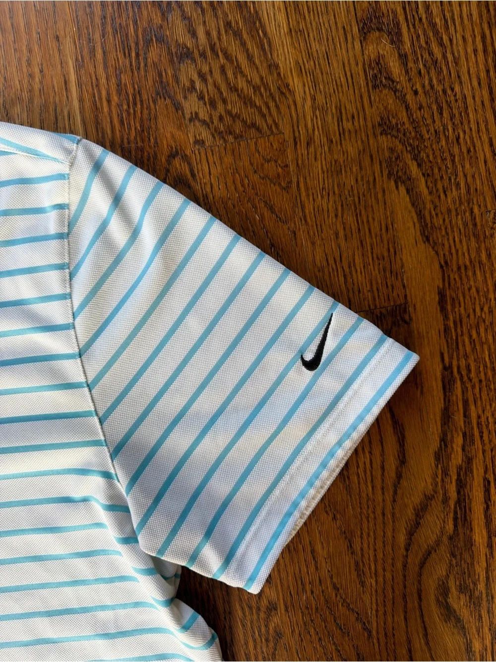 Nike Men’s White Polo with Light Blue Stripes